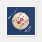 野球の名前80thバースデーパーティブルー紙 スタンダードカクテルナプキン (正面)