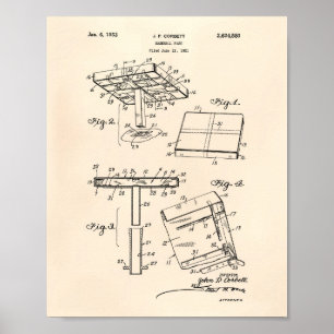 野球の基盤1953のパテントの芸術古いPeper ポスター