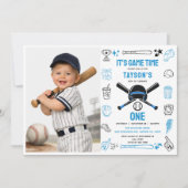 野球の始まり!1歳の誕生日おめでとう - 楽しいスポーツ 招待状 (正面)