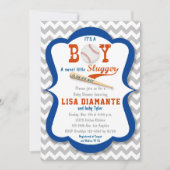 野球の小さい強打者の男の子のベビーシャワーの招待状 招待状 (正面)