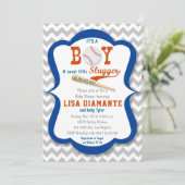 野球の小さい強打者の男の子のベビーシャワーの招待状 招待状 (スタンド正面)