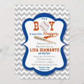 野球の小さい強打者の男の子のベビーシャワーの招待状 招待状 (正面/裏面)