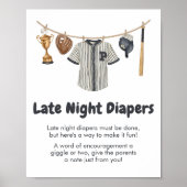野球の小さなスラッガー夜遅くのおむつ ポスター (正面)