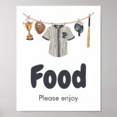 野球の小さなスラッガー赤ちゃんシャワーフード ポスター (正面)