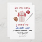 野球の小さなチャンプベビーシャワーの招待 招待状 (正面/裏面)