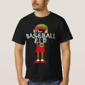 野球の小妖精や小人家族のマッチングのクリスマス Tシャツ (正面)