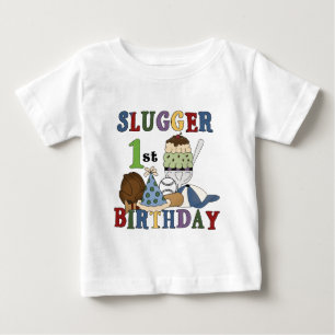 野球の強打者の第1誕生日のTシャツおよびギフト ベビーTシャツ