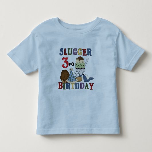野球の強打者の第3誕生日のTシャツ トドラーTシャツ (正面)