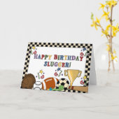 野球の強打者の誕生日カード カード (黄色い花)