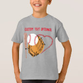 野球の愛、手袋とこうもり Tシャツ (正面)