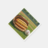 野球の手袋をしたアメリカのホットドッグ スタンダードカクテルナプキン (角)