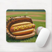野球の手袋をしたアメリカのホットドッグ マウスパッド (マウス)