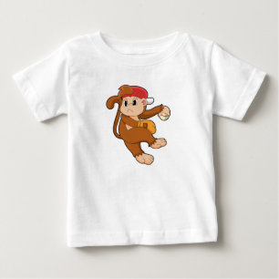 野球の手袋を使ったサル ベビーTシャツ