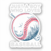 野球の打者ボールが大好きな少年 シール (正面)