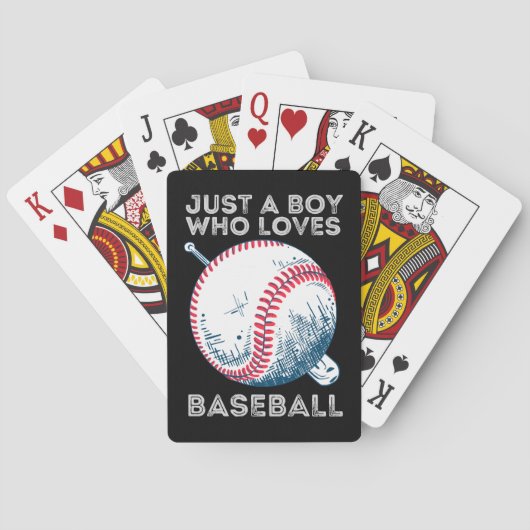 野球の打者ボールが大好きな少年 トランプ (裏面)