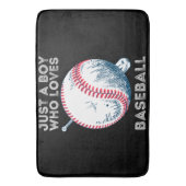 野球の打者ボールが大好きな少年 バスマット (正面縦)