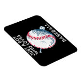 野球の打者ボールが大好きな少年 マグネット (右側)