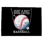 野球の打者ボールが大好きな少年 ラージペーパーバッグ (裏面)