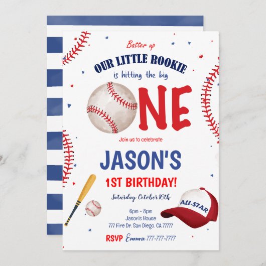 野球の招待状 招待状 (正面/裏面)