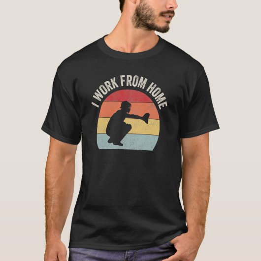 野球の捕手 在宅勤務 ソフトボール Tシャツ (正面)