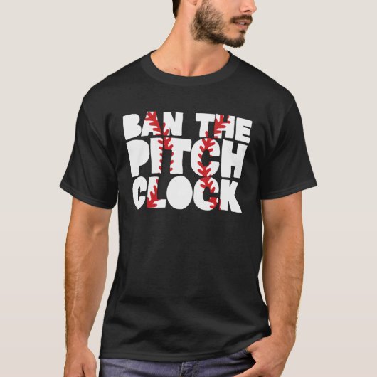 野球の新しい投球時計のステッチを禁止する Tシャツ (正面)