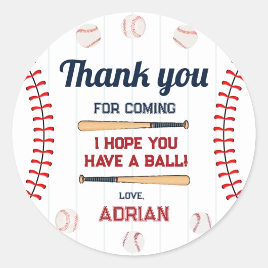 野球の新人の誕生日のお気に入り ラウンドシール (正面)
