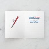 野球の旗の誕生日、赤、青い白 カード (内部)