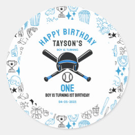野球の時間だ！1歳の誕生日 お子様のための楽しいデザイン ラウンドシール