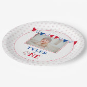 野球の最初の誕生日パーティー写真 ペーパープレート (アングル)