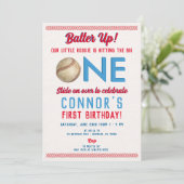 野球の最初の誕生日プリントまたはデジタル 招待状 (スタンド正面)