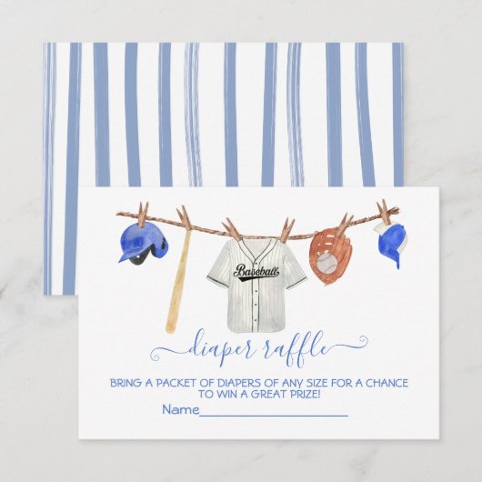 野球の服飾り ベビーシャワー おむつくじ カード (正面/裏面)