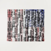 野球の栄光 |色あせグランジたアメリカ国旗の言葉 タペストリー (正面(横))