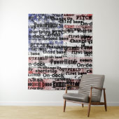 野球の栄光 |色あせグランジたアメリカ国旗の言葉 タペストリー (インサイチュ)