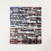 野球の栄光 |色あせグランジたアメリカ国旗の言葉 タペストリー (正面)