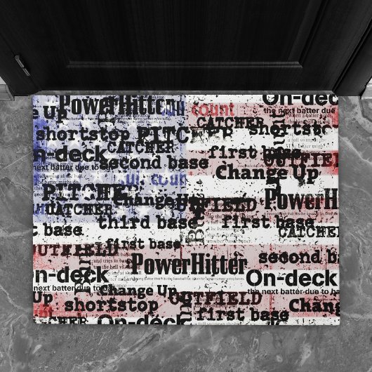 野球の栄光 |色あせグランジたアメリカ国旗の言葉 ドアマット