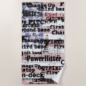 野球の栄光 |色あせグランジたアメリカ国旗の言葉 ビーチタオル (正面)