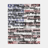 野球の栄光 |色あせグランジたアメリカ国旗の言葉 フリースブランケット (正面)