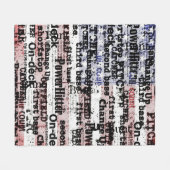 野球の栄光 |色あせグランジたアメリカ国旗の言葉 フリースブランケット (正面(横))