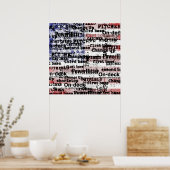 野球の栄光 |色あせグランジたアメリカ国旗の言葉 ポスター (キッチン)