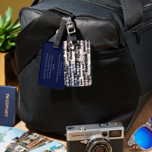 野球の栄光 |色あせグランジたアメリカ国旗の言葉 ラゲッジタグ (正面&裏面)