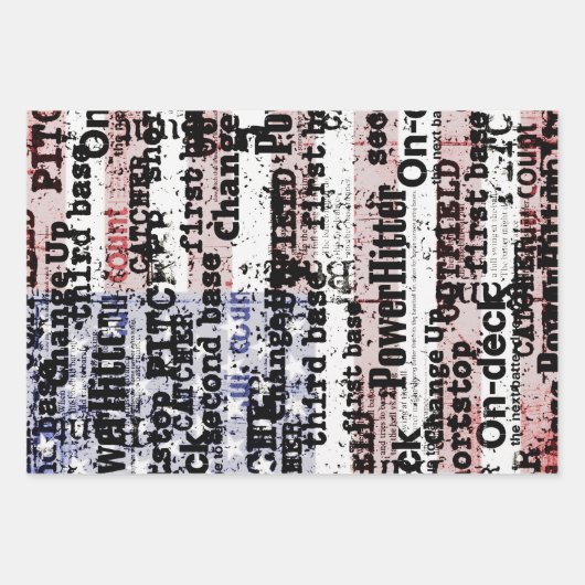 野球の栄光 |色あせグランジたアメリカ国旗の言葉 ラッピングペーパーシート (正面3)