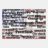 野球の栄光 |色あせグランジたアメリカ国旗の言葉 ラッピングペーパーシート (正面)