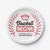 野球の母は永遠の最高の冠を着る ペーパープレート (正面)