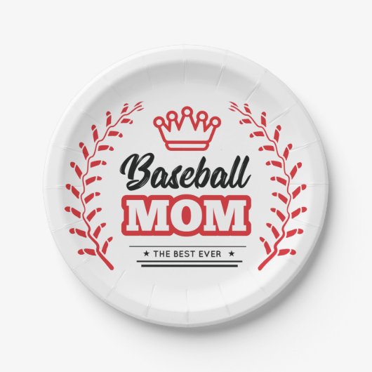 野球の母は永遠の最高の冠を着る ペーパープレート (正面)