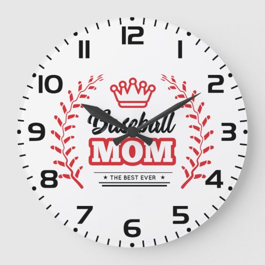 野球の母は永遠の最高の冠を着る ラージ壁時計 (正面)