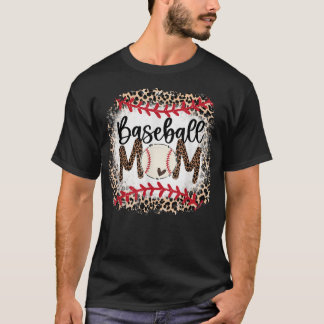 野球の母親レオパード・ソフトボールママの日2 Tシャツ
