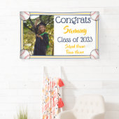 野球の海軍と金ゴールド1枚の写真卒業 横断幕 (インサイチュ)