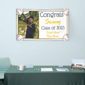 野球の海軍と金ゴールド1枚の写真卒業 横断幕 (トレードショー)