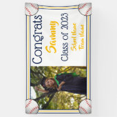 野球の海軍と金ゴールド1枚の写真卒業 横断幕 (縦)