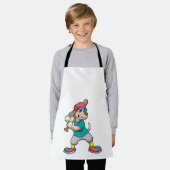 野球の犬と野球こうもり エプロン (着用した状態)